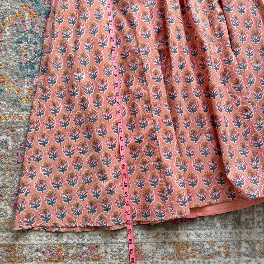 Marea Colette Coral Multi Floral Short Puff Sleeves Cottagecore Midi Dress Large - Picture 6 of 12